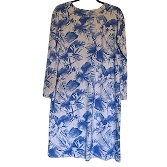 Banana Boat Long Sleeve Dress, UPF 50+- XL- Blue Hawaiian Dress - Picture 8 of 8